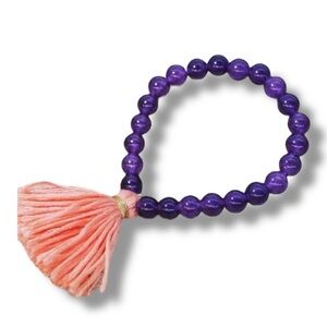 NWT Tassel Beaded Bracelet | Purple + Tangerine